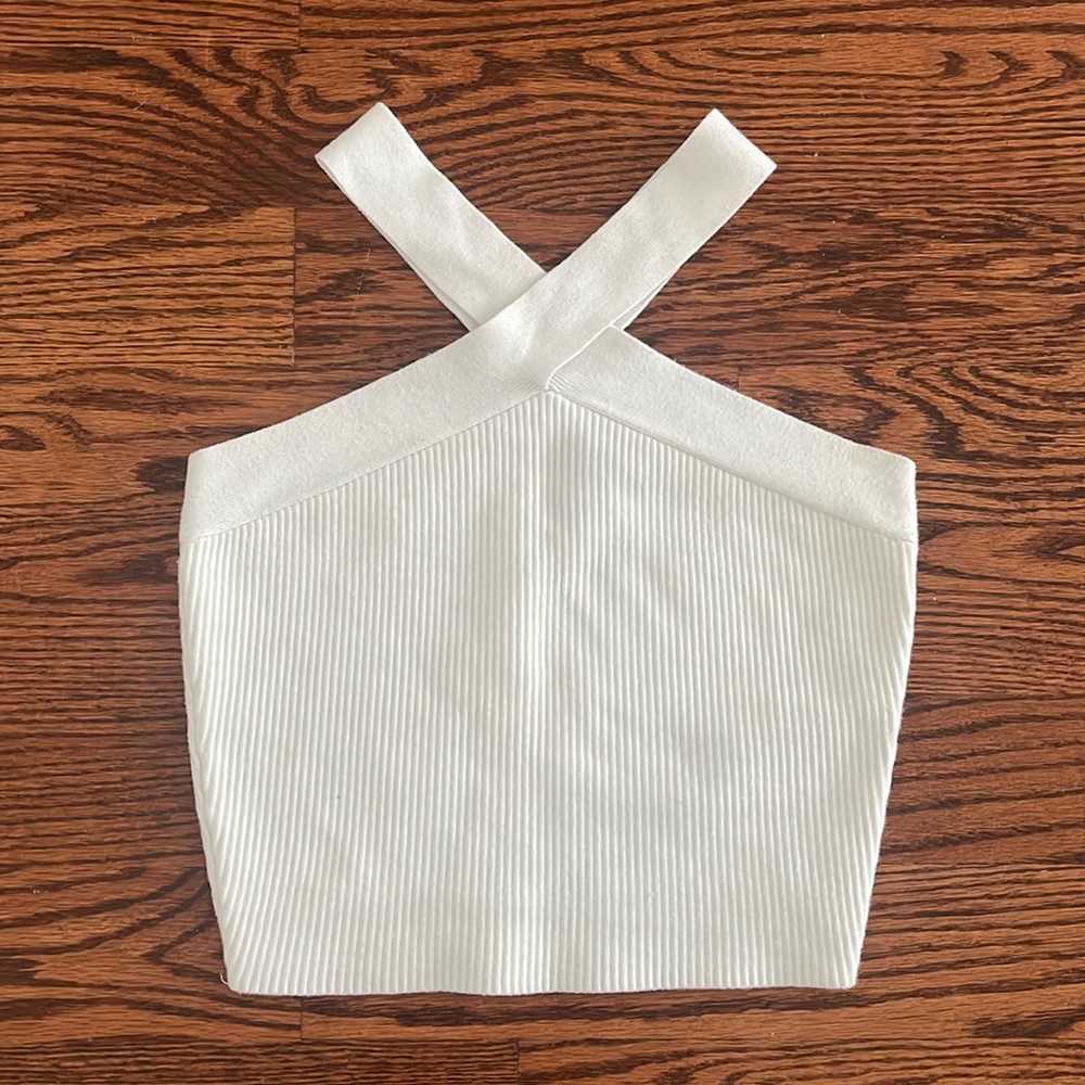 White Ribbed Tank Top, Size XS